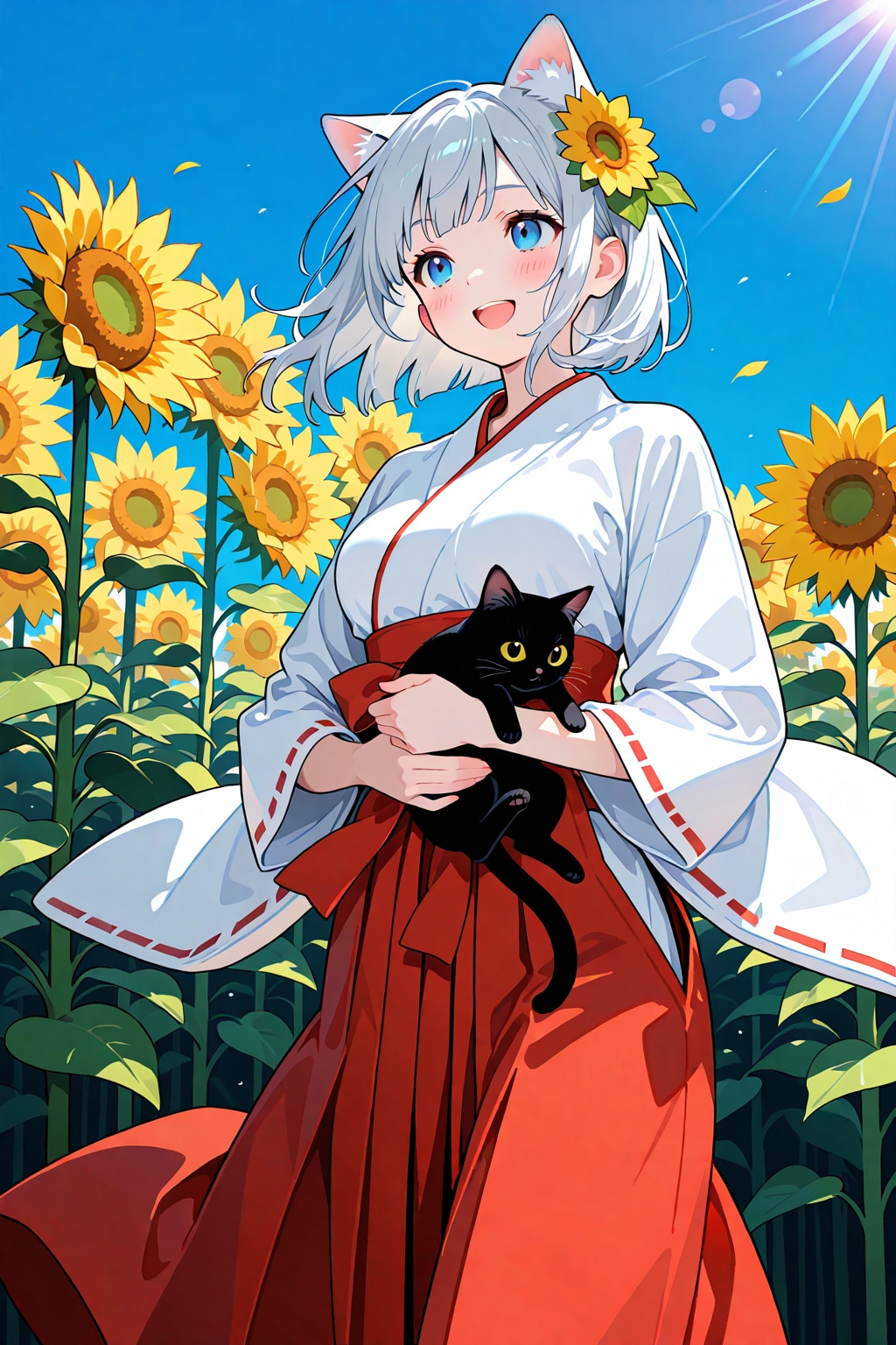 ひまわりと猫巫女様