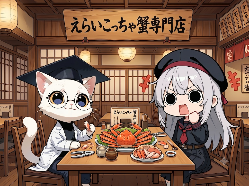 Promptfessorさんと蟹を頂くえらいこっちゃ嬢