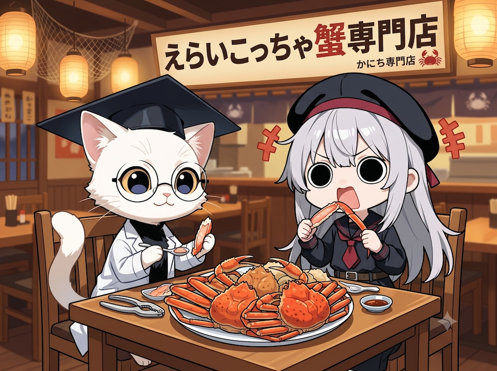 Promptfessorさんと蟹を頂くえらいこっちゃ嬢