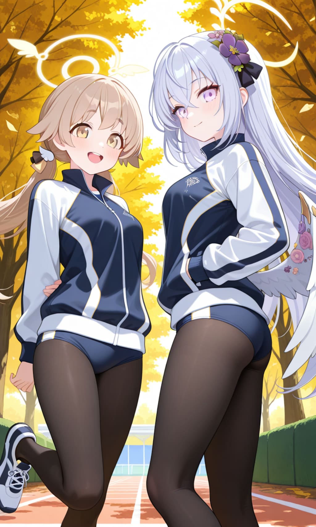 ヒフミとアズサ　寒いからタイツとジャージ2