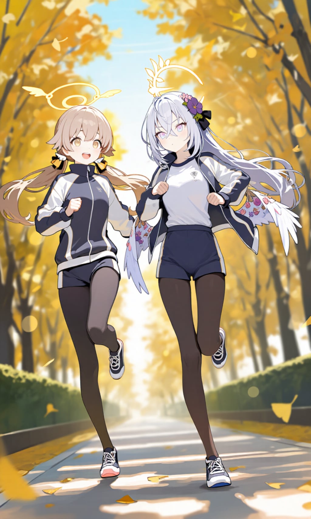 ヒフミとアズサ　寒いからタイツとジャージ2