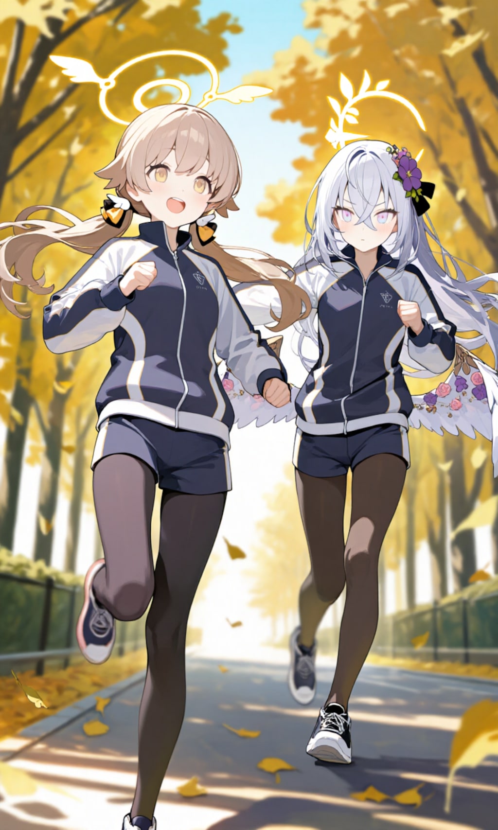 ヒフミとアズサ　寒いからタイツとジャージ2