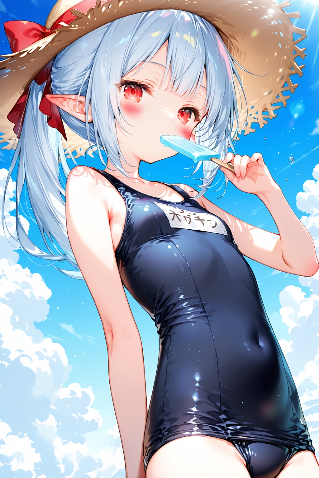 夏とアイスと麦わら帽子