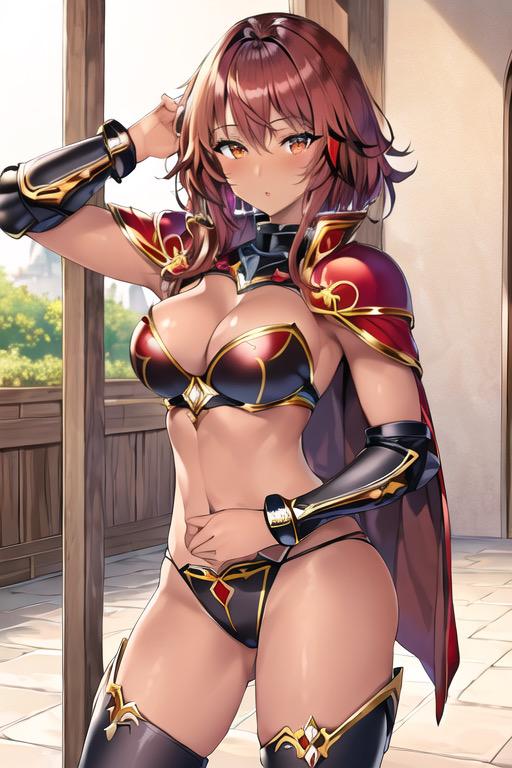 褐色ショート赤髪美女イラスト集