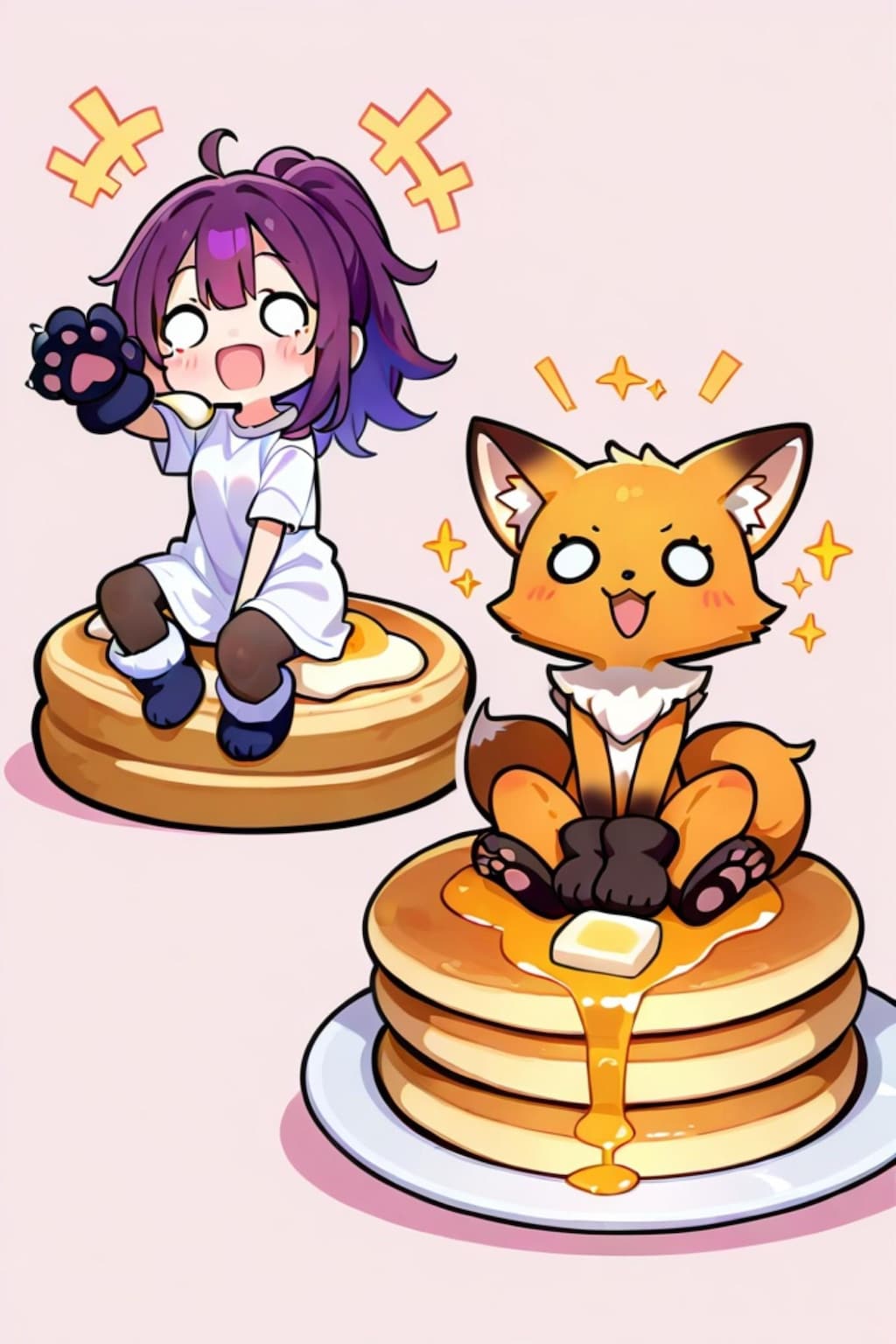 キツネと紫髪ちゃん