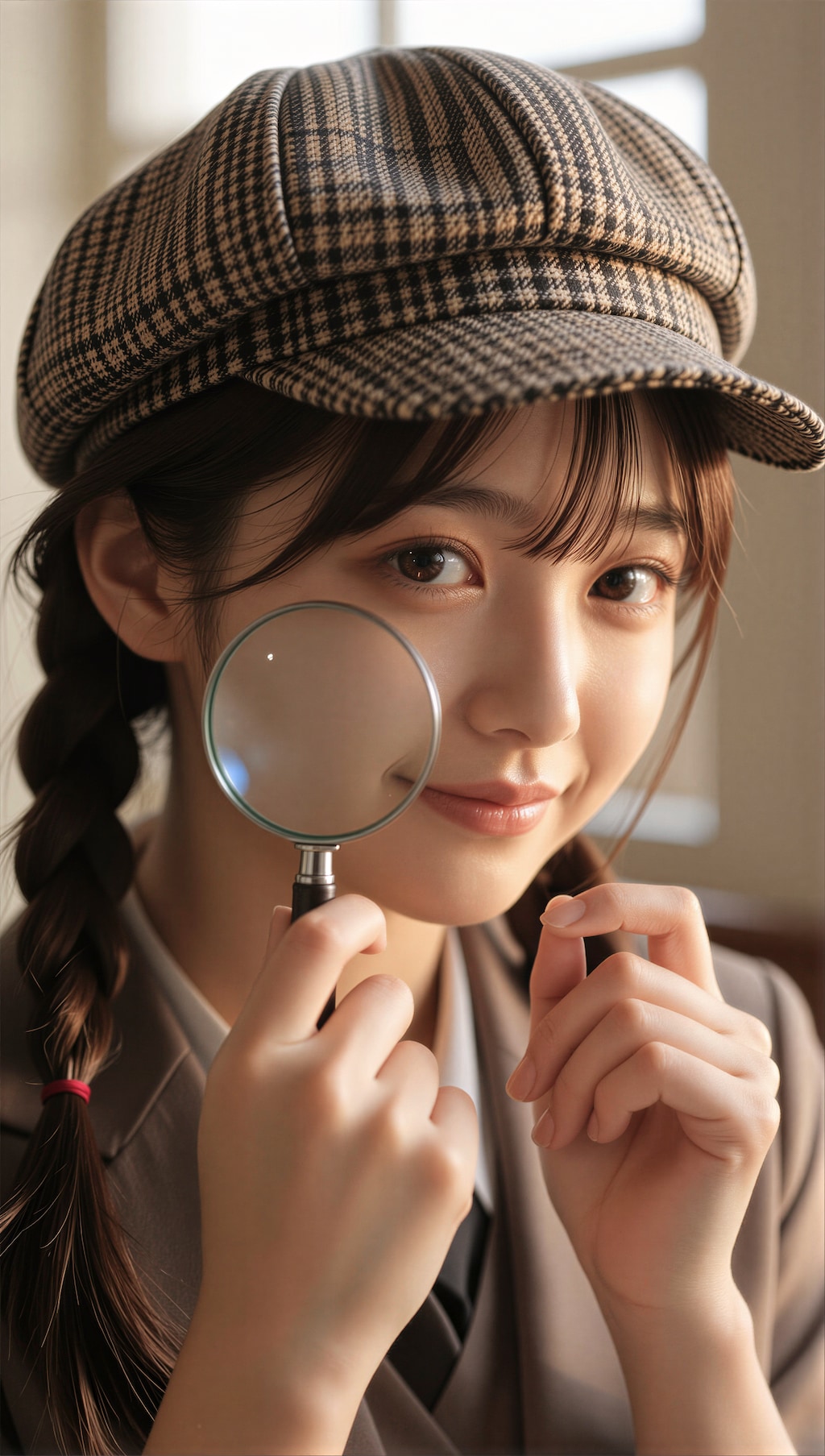 チェック帽の探偵少女