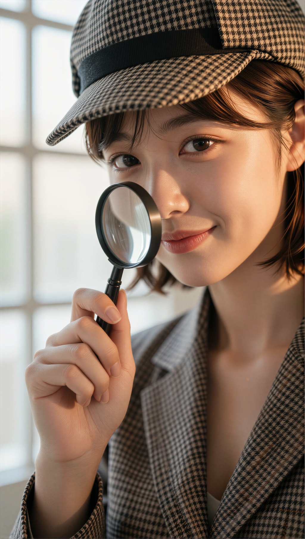 チェック帽の探偵少女
