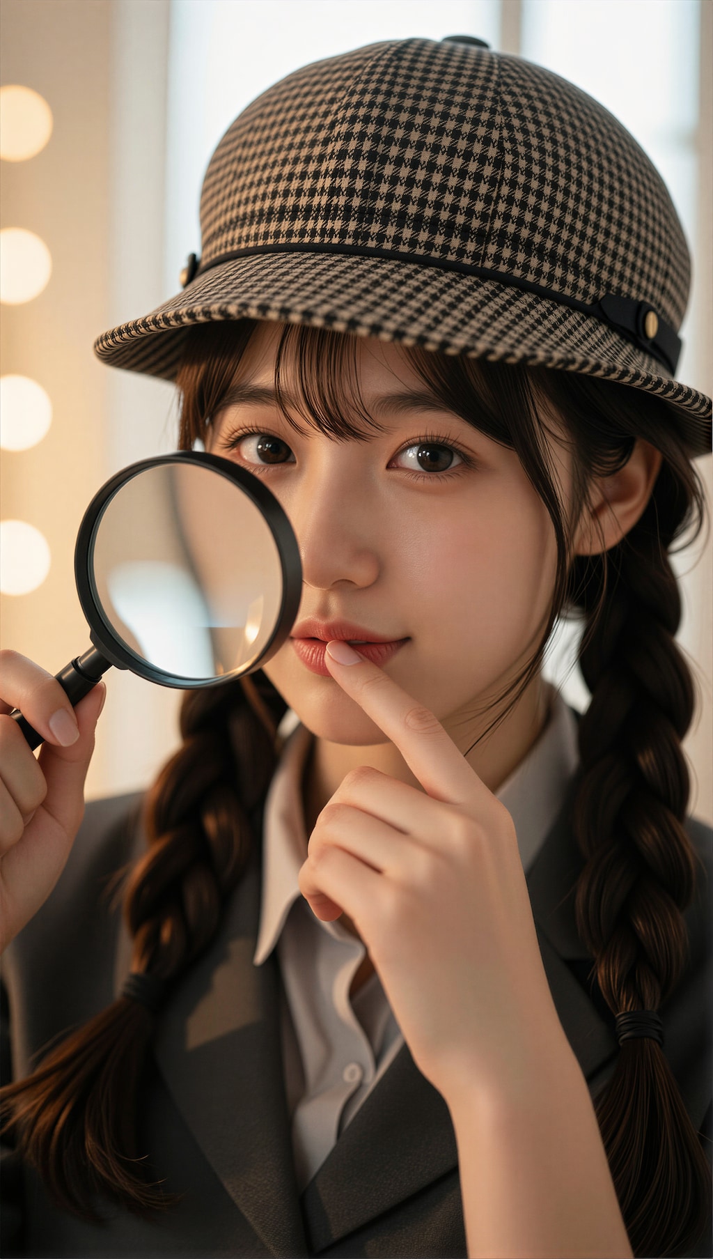 チェック帽の探偵少女