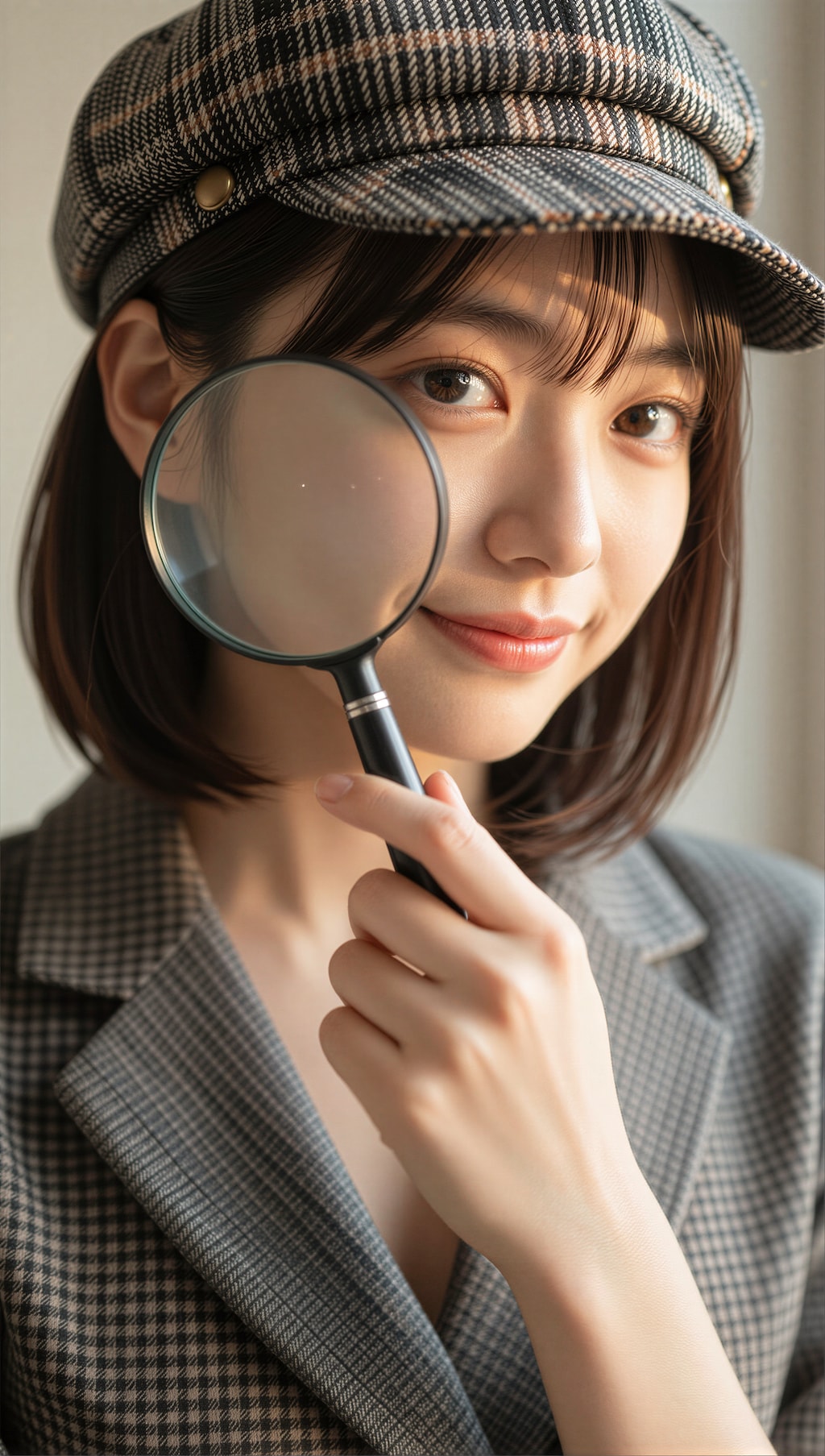 チェック帽の探偵少女