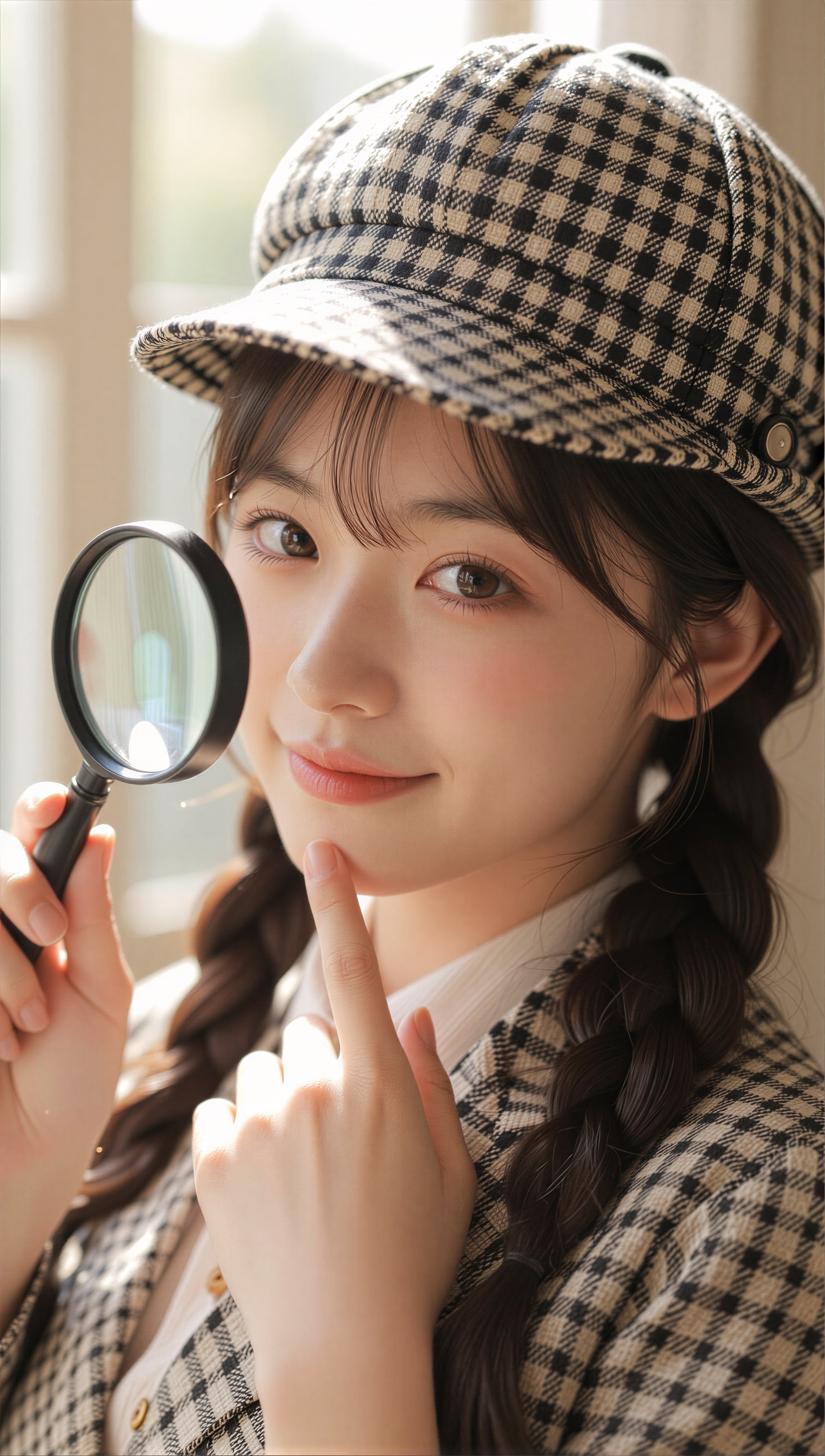 チェック帽の探偵少女