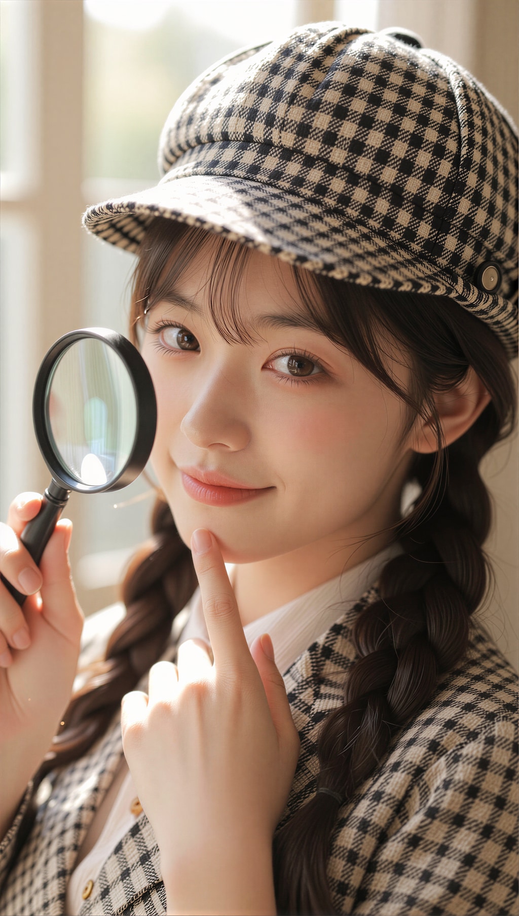 チェック帽の探偵少女