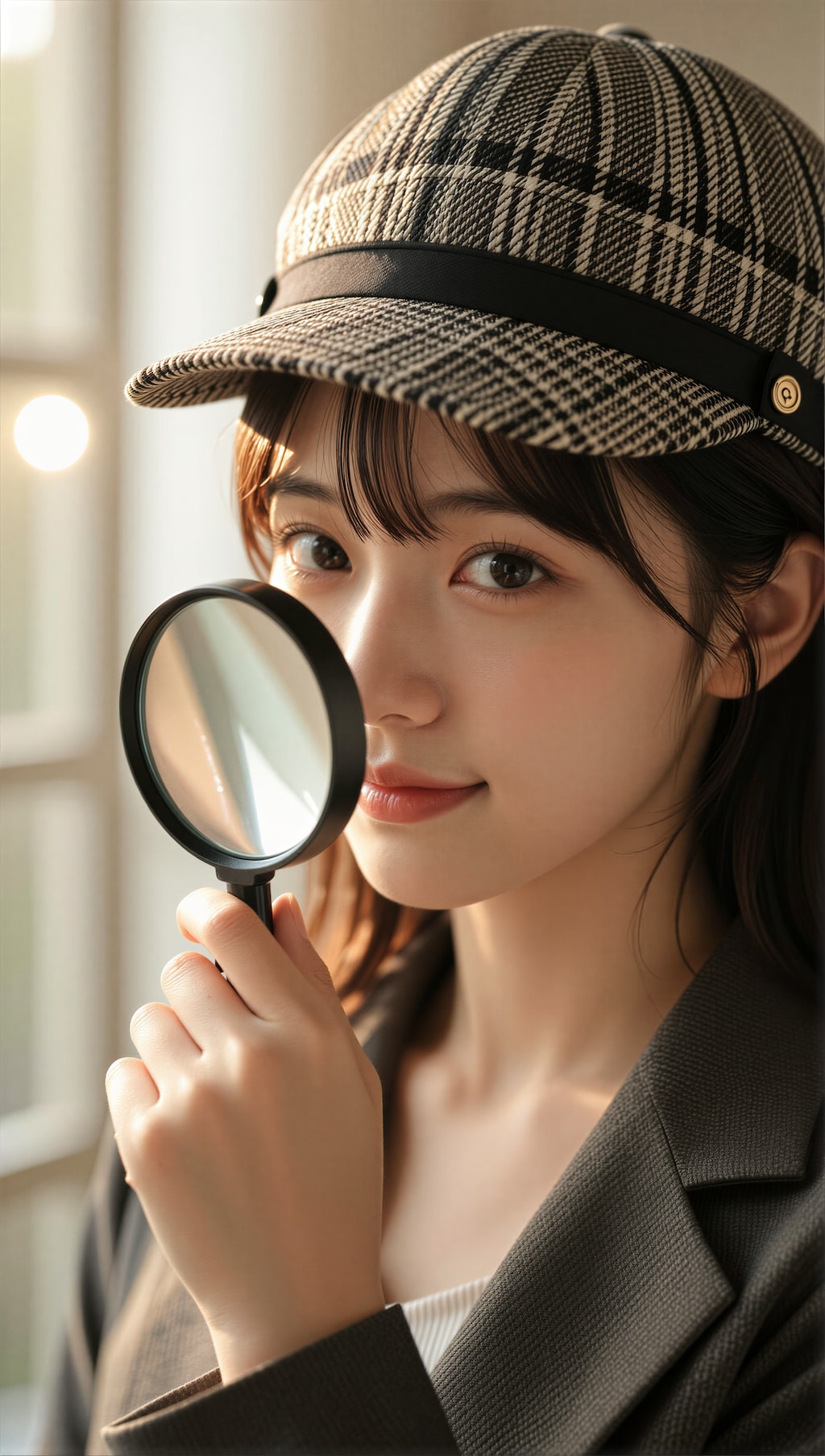 チェック帽の探偵少女