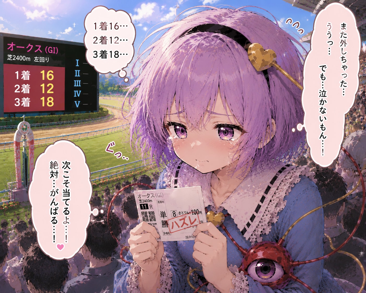 馬券を外して号泣するさとりちゃん