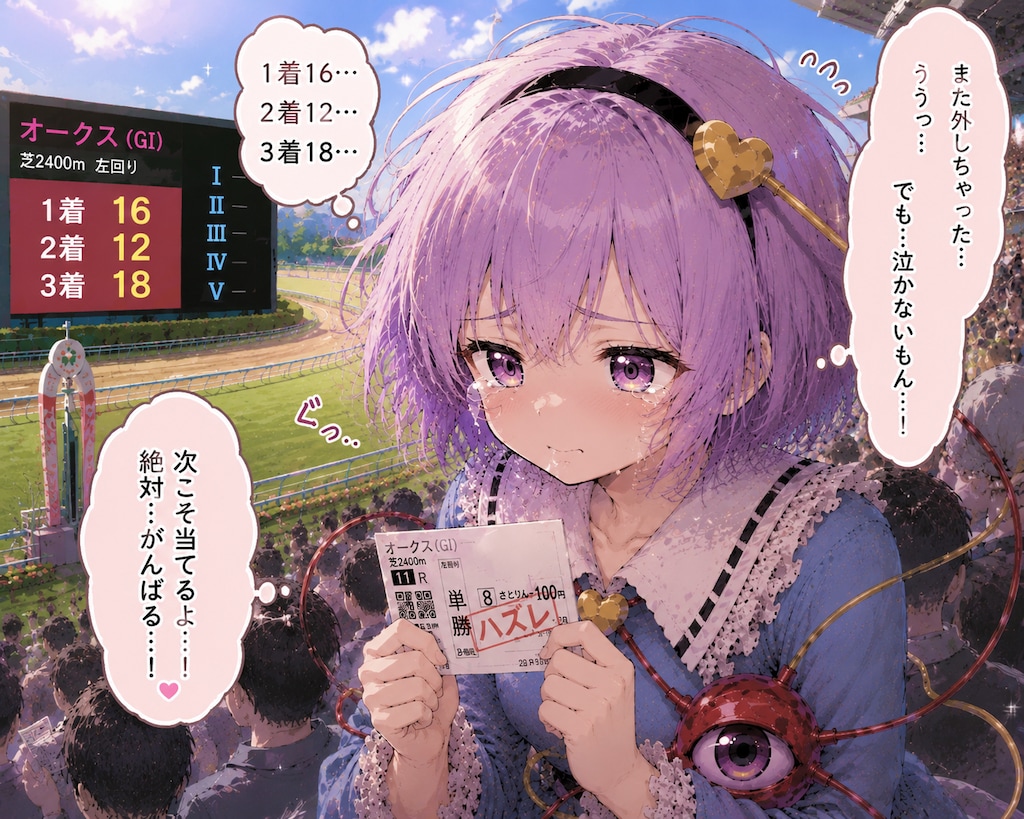 馬券を外して号泣するさとりちゃん