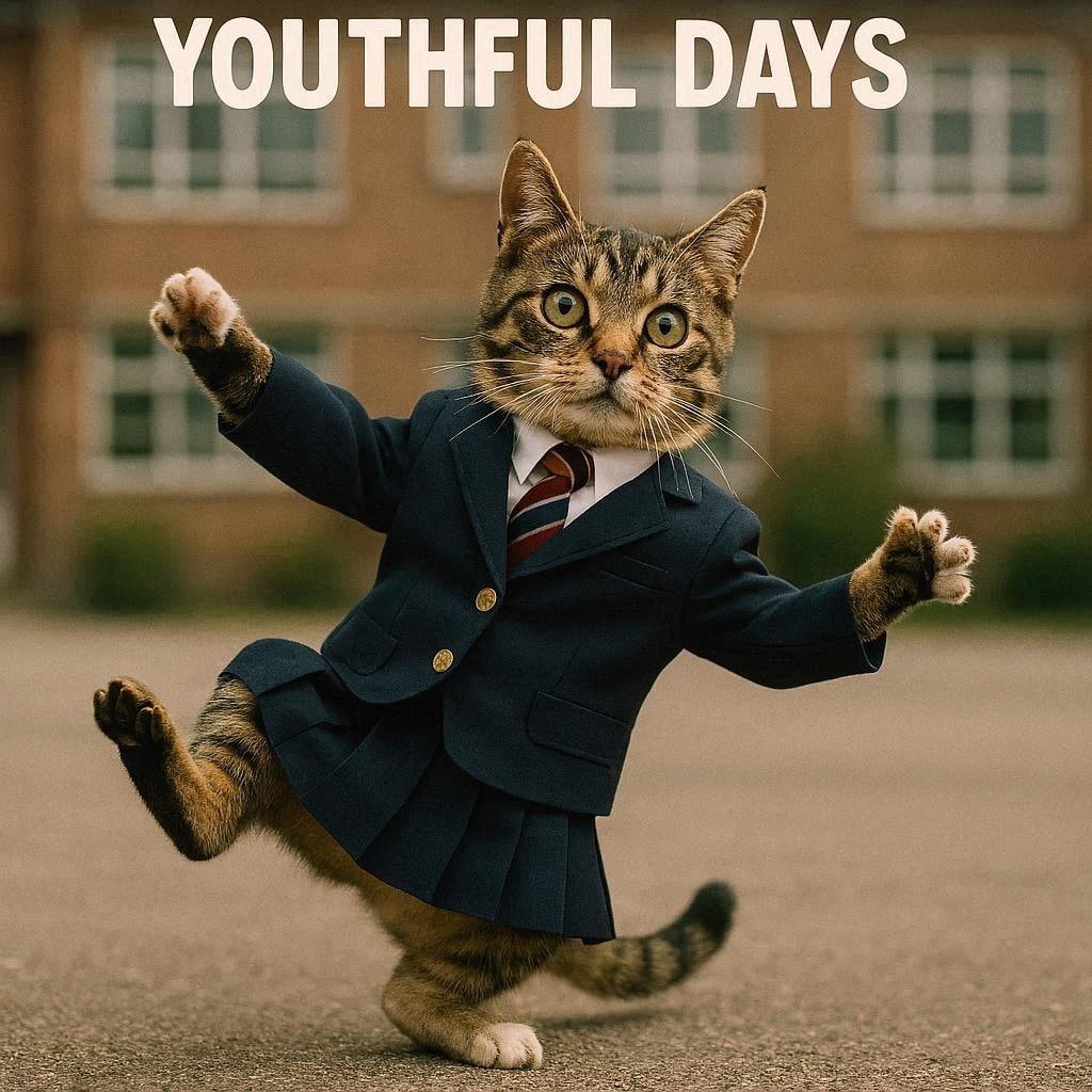 学生ダンス大会に出演する猫