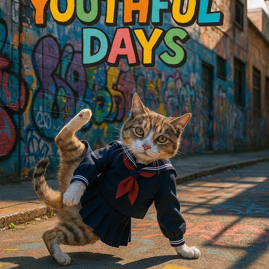 学生ダンス大会に出演する猫