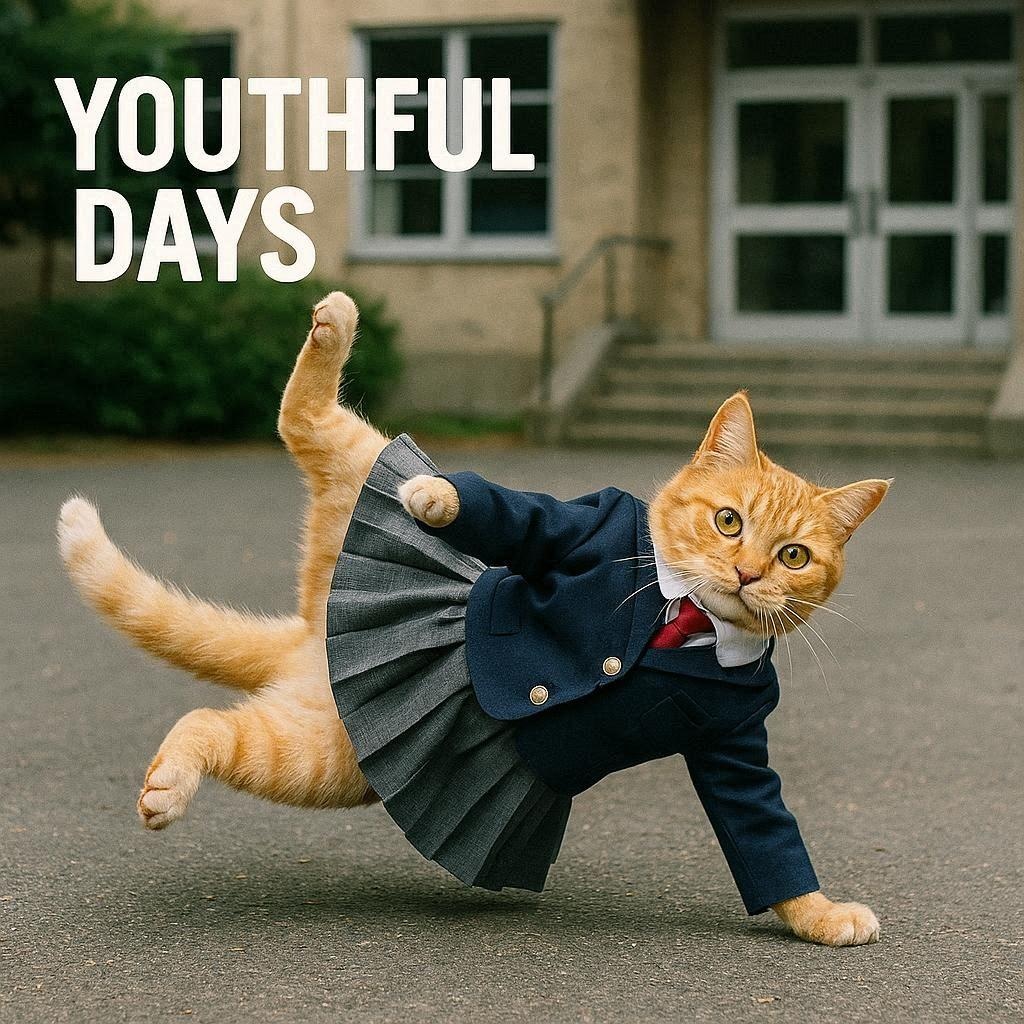 学生ダンス大会に出演する猫