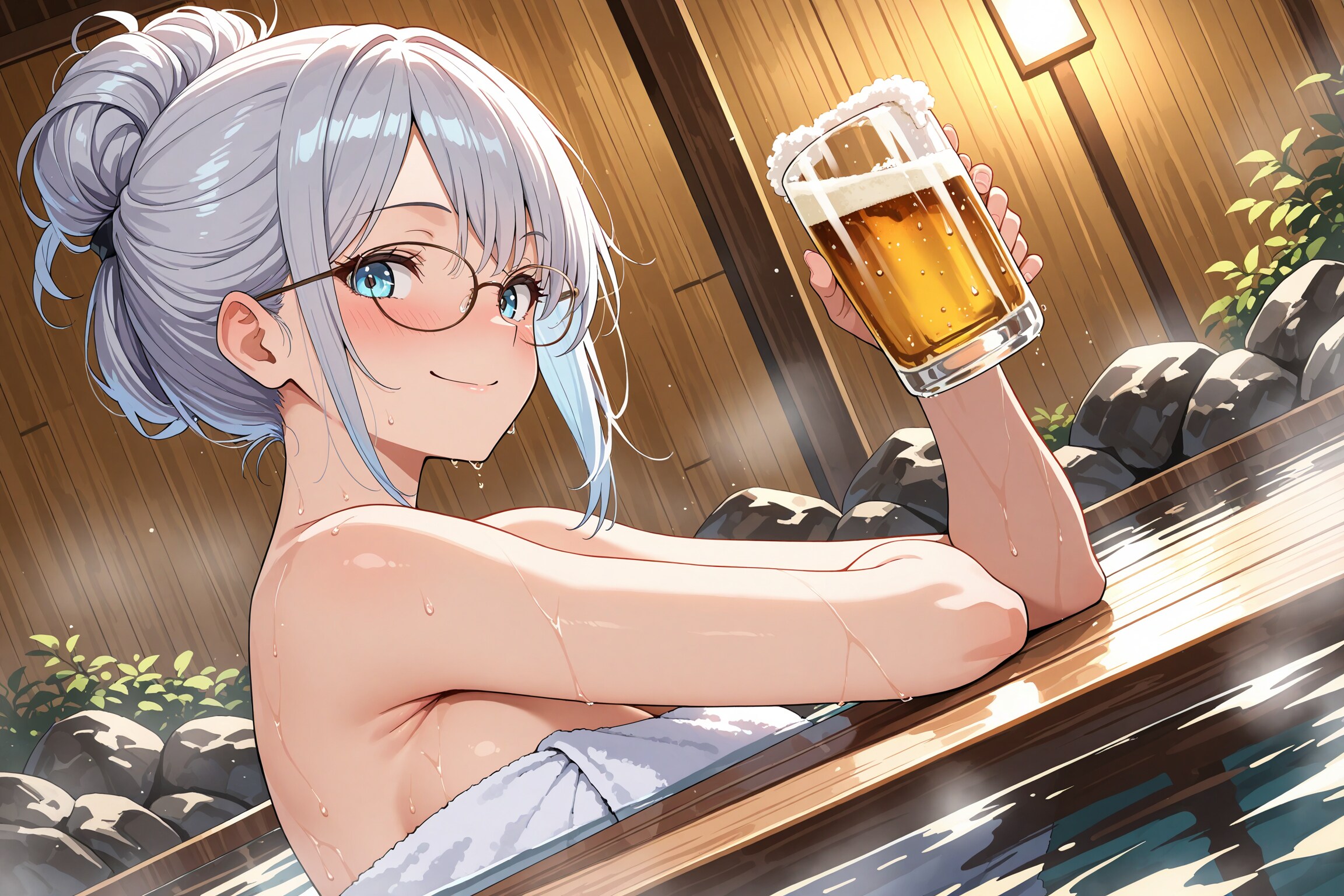 ビール飲みながらの温泉