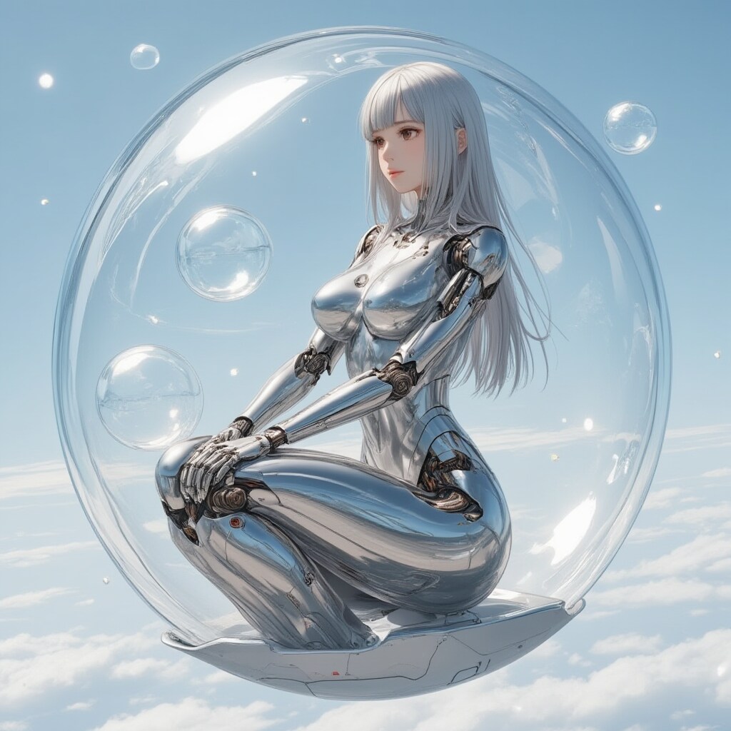 シャボン玉の中のメカ子