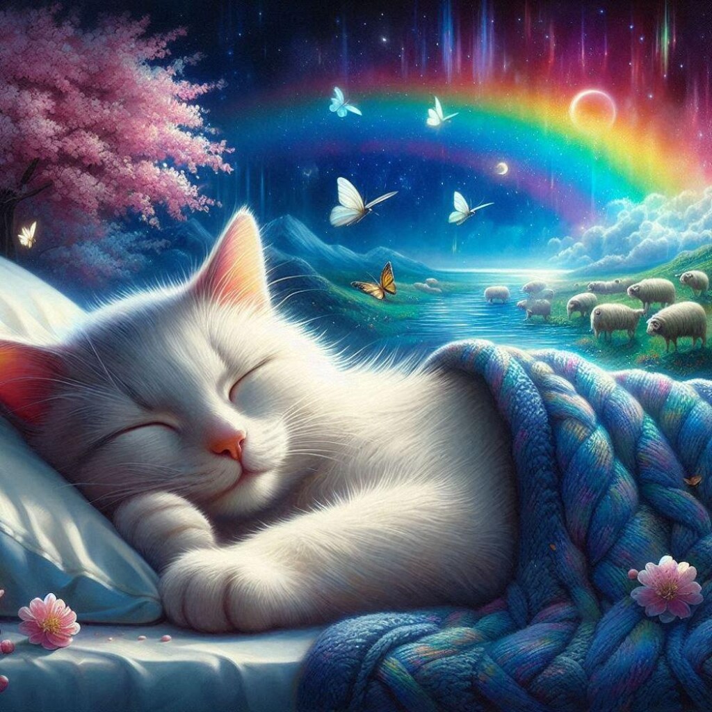 アクリル風 #夢 眠り猫