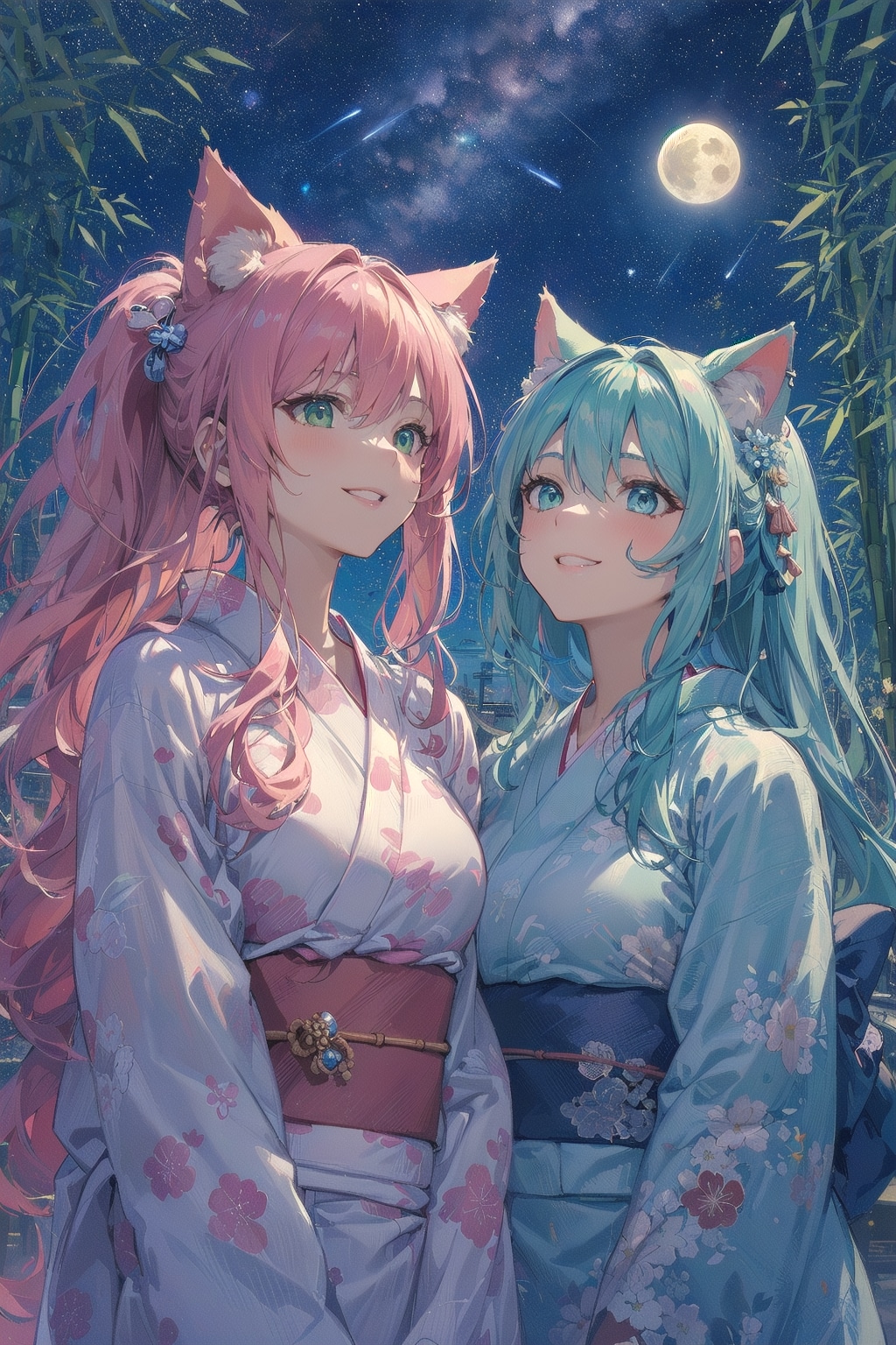 七夕の夜の猫耳姉妹🐱🐱🎋
