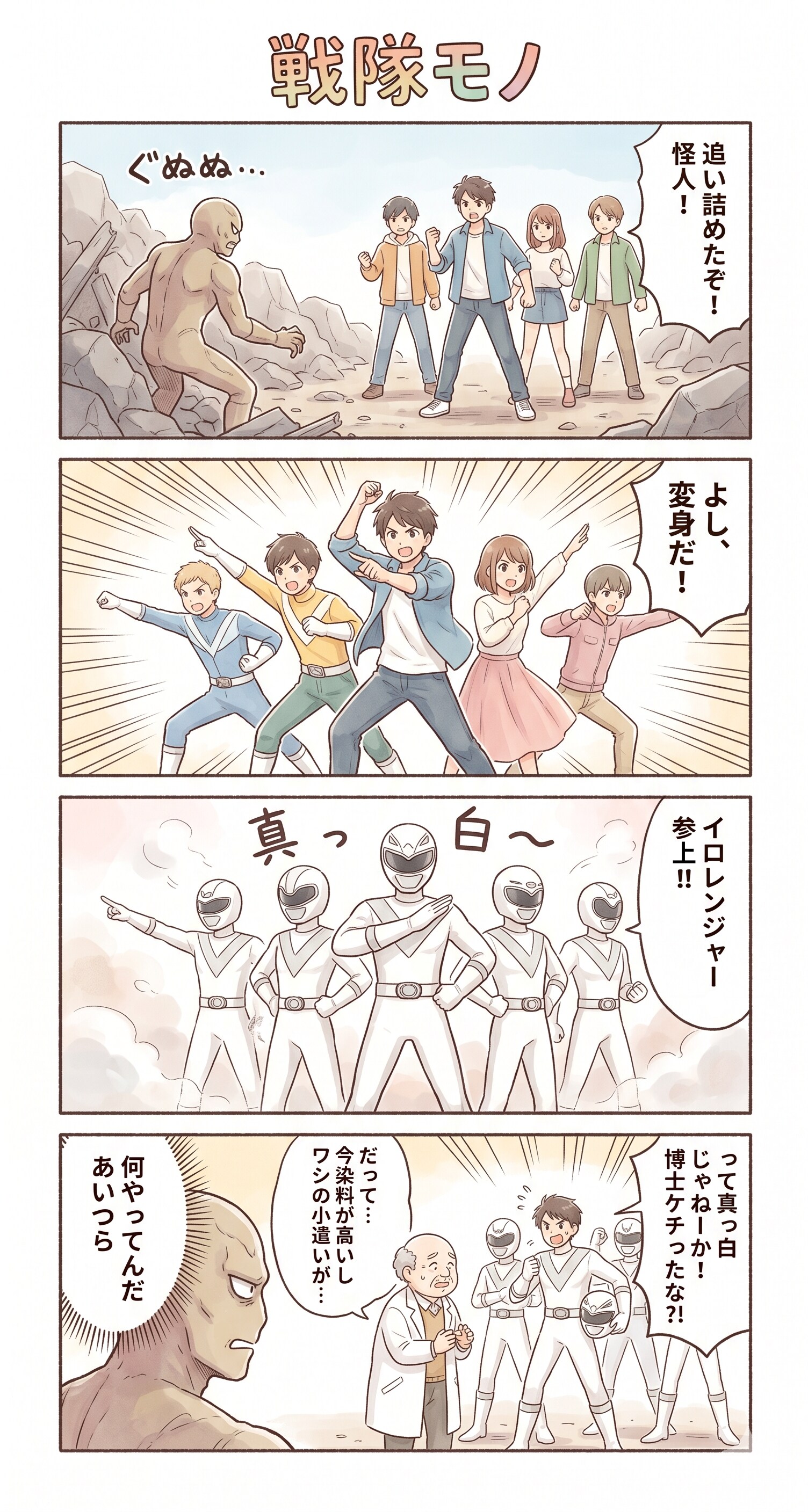 #48 ゆる日常4コマ「戦隊モノ」 | の人気AIイラスト・グラビア