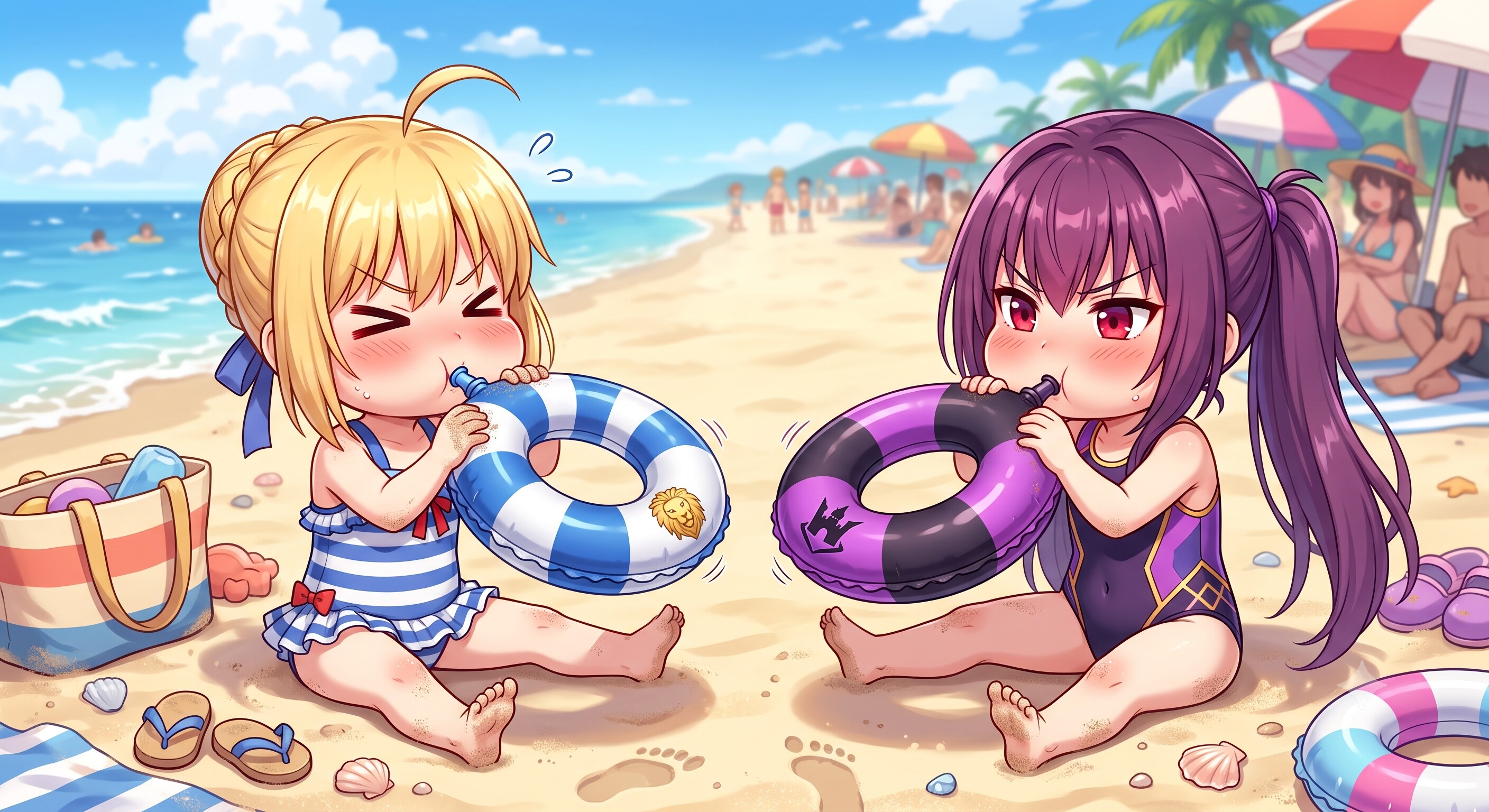 セイバーとスカサハの海水浴