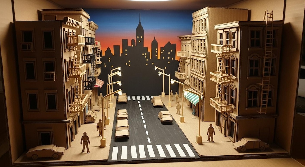 段ボールの街並み