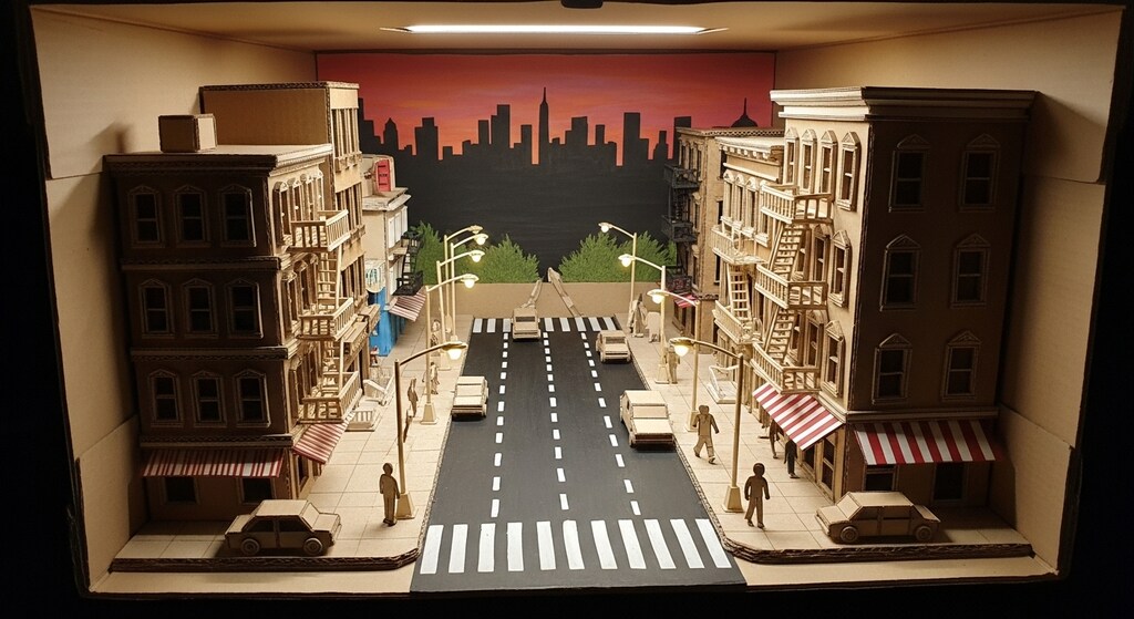 段ボールの街並み