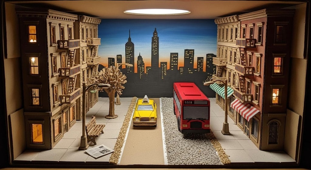 段ボールの街並み