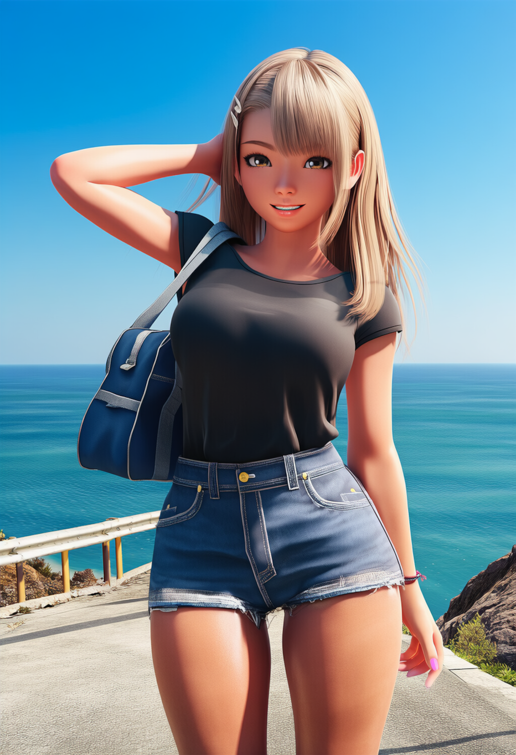 海の見える道。