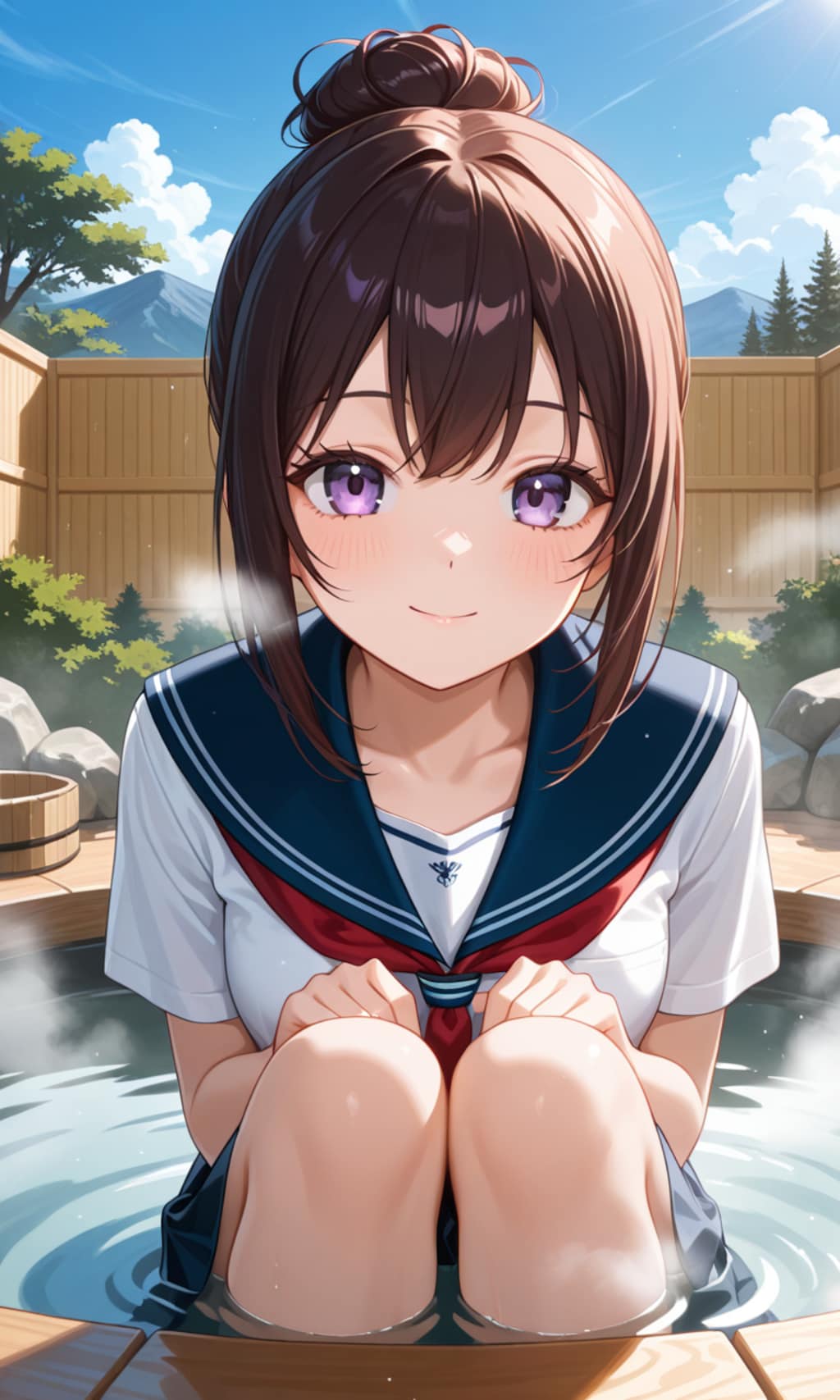 校庭にある温泉