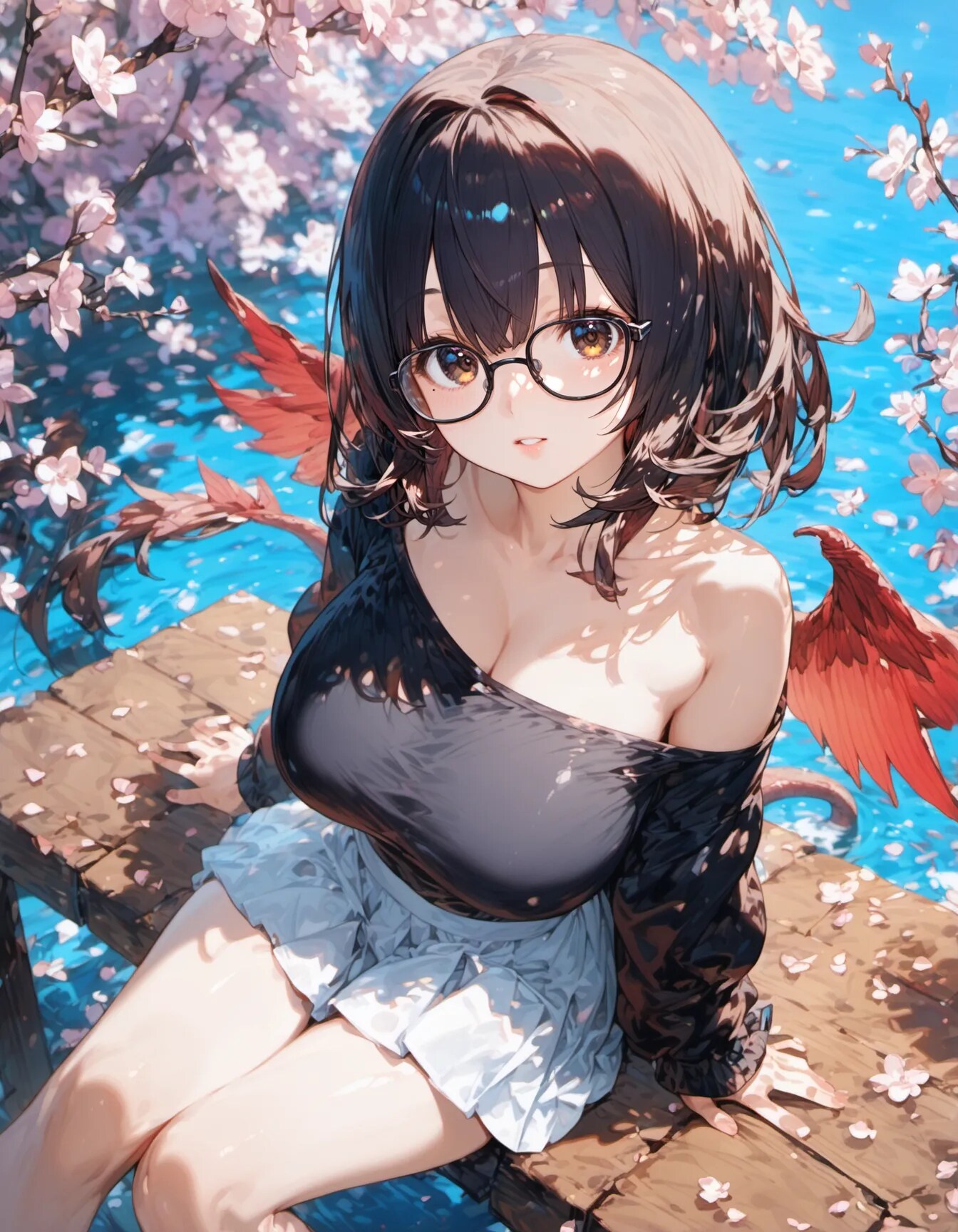 Cherry Blossoms Reflected in Amber Eyes
