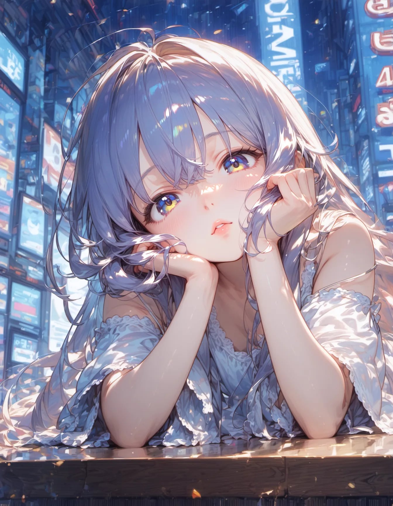 City Lights Reflected in Amethyst Eyes | の人気AIイラスト・グラビア