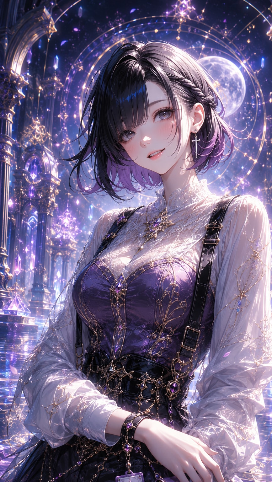 月光と結晶、フラクタルの光に包まれた幻想の一枚。