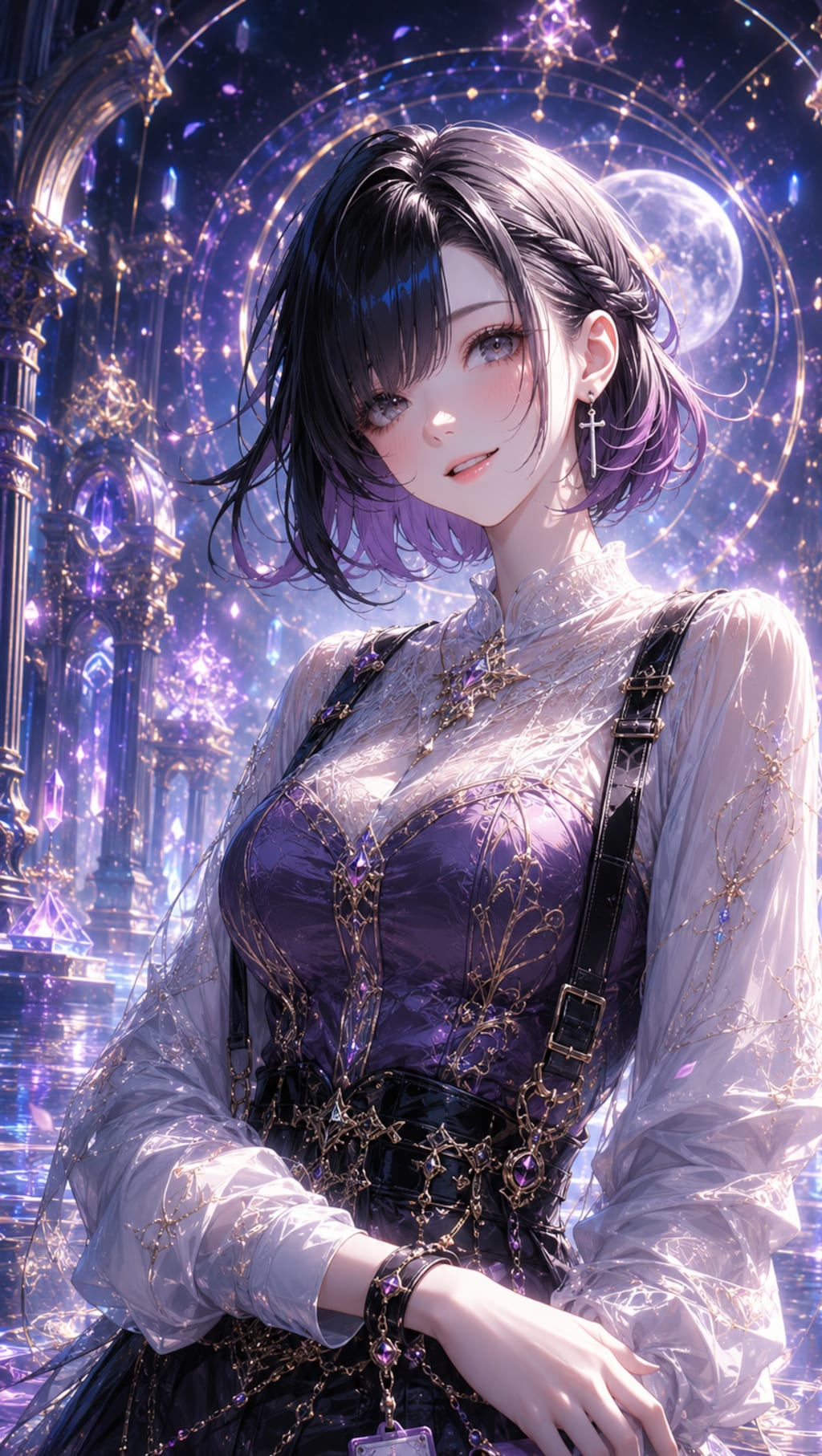 月光と結晶、フラクタルの光に包まれた幻想の一枚。