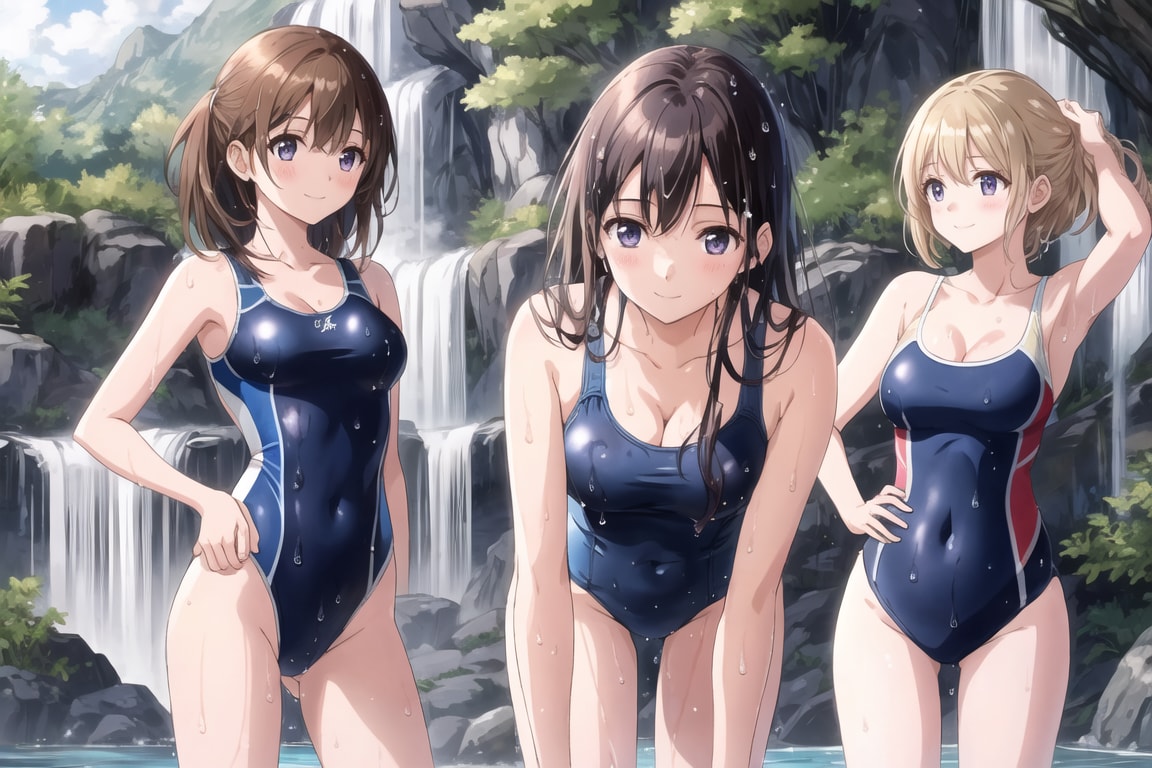 田舎の娘達の川遊び