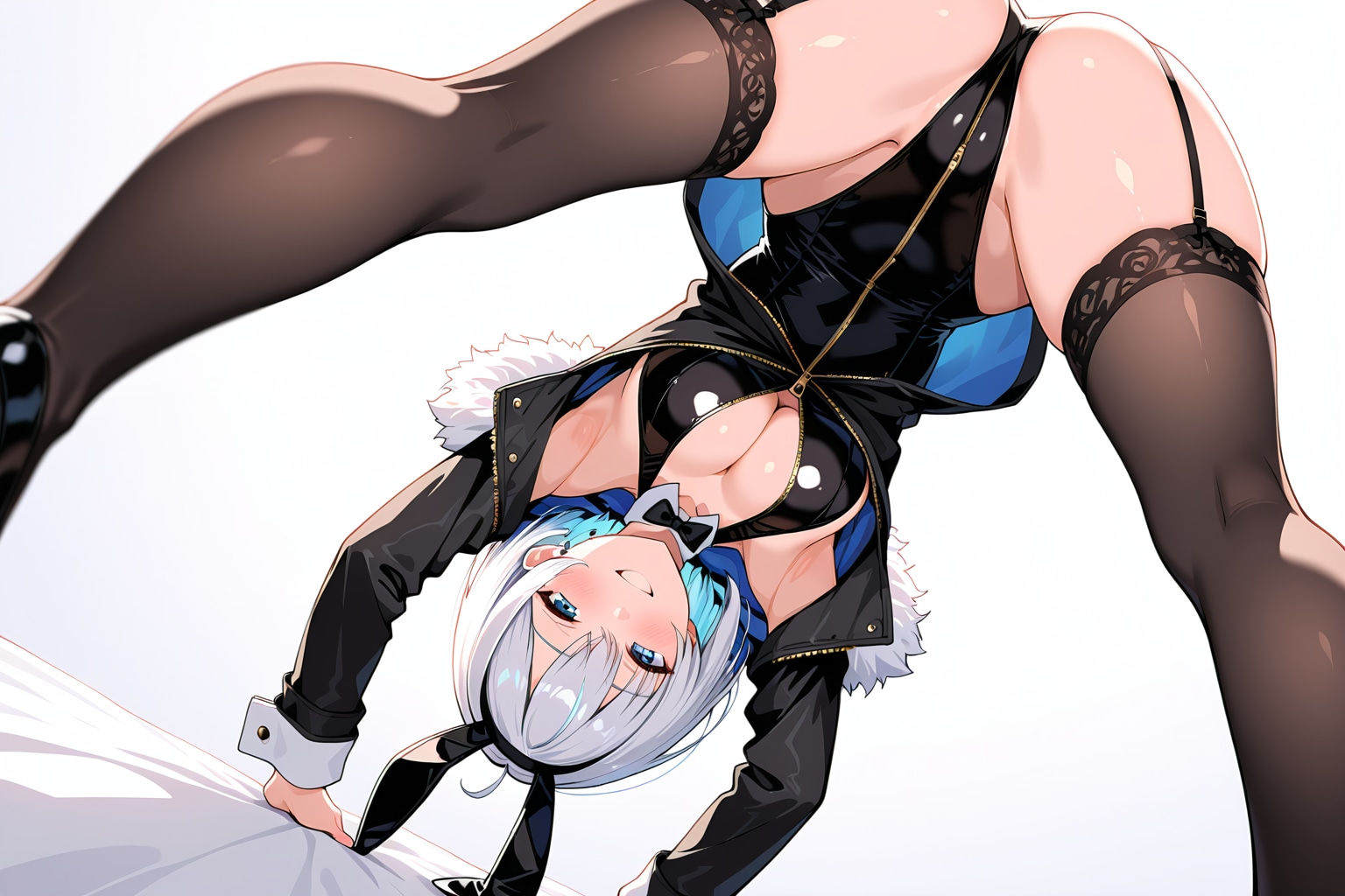 元気な銀髪ちゃん51『前屈みポーズ』