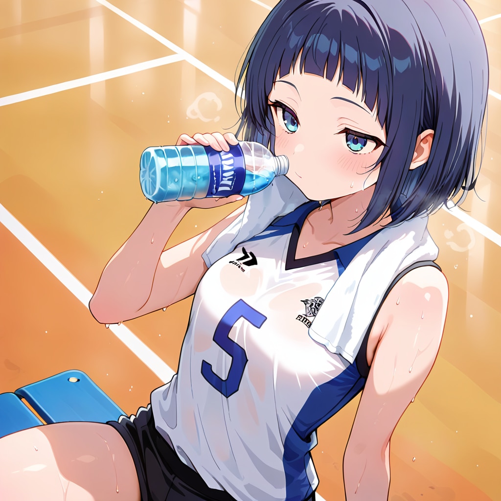 水分補給の少女