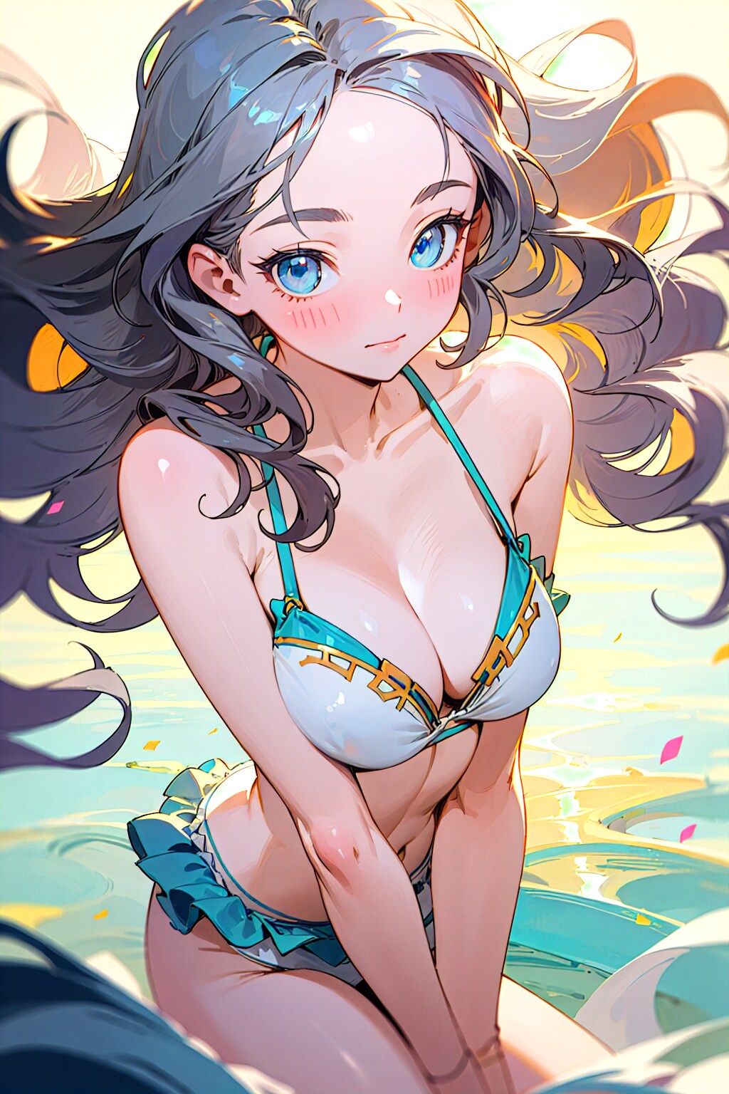 夏の海の水着姉さん