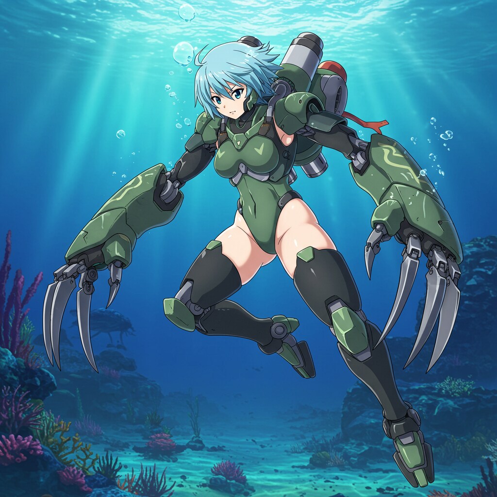 imageFXで水陸両用メカ娘発進♪（要は、ハ〇ゴッグのようなコンセプトのメカ娘です♪）