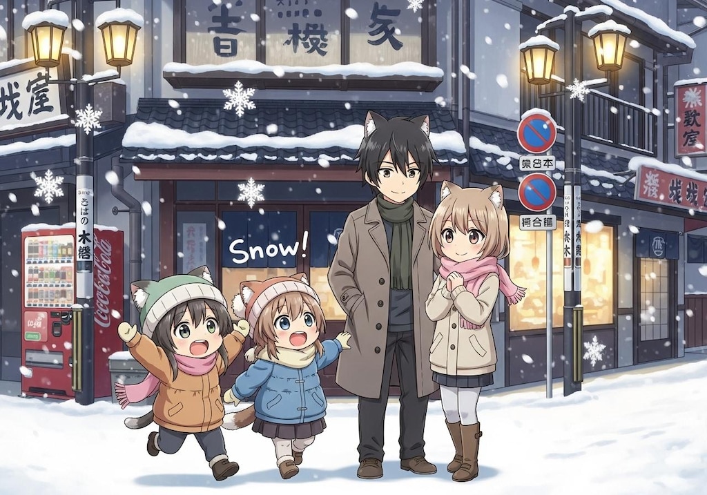 雪にはしゃぐ子供