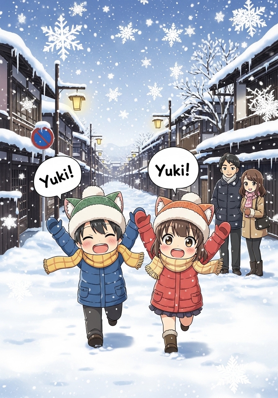 雪にはしゃぐ子供 | の人気AIイラスト・グラビア