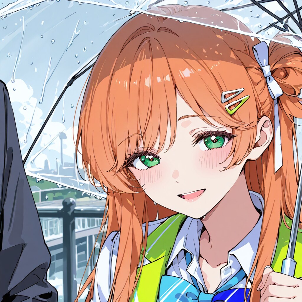 雨の中。学校へ投稿するアイドルちゃん