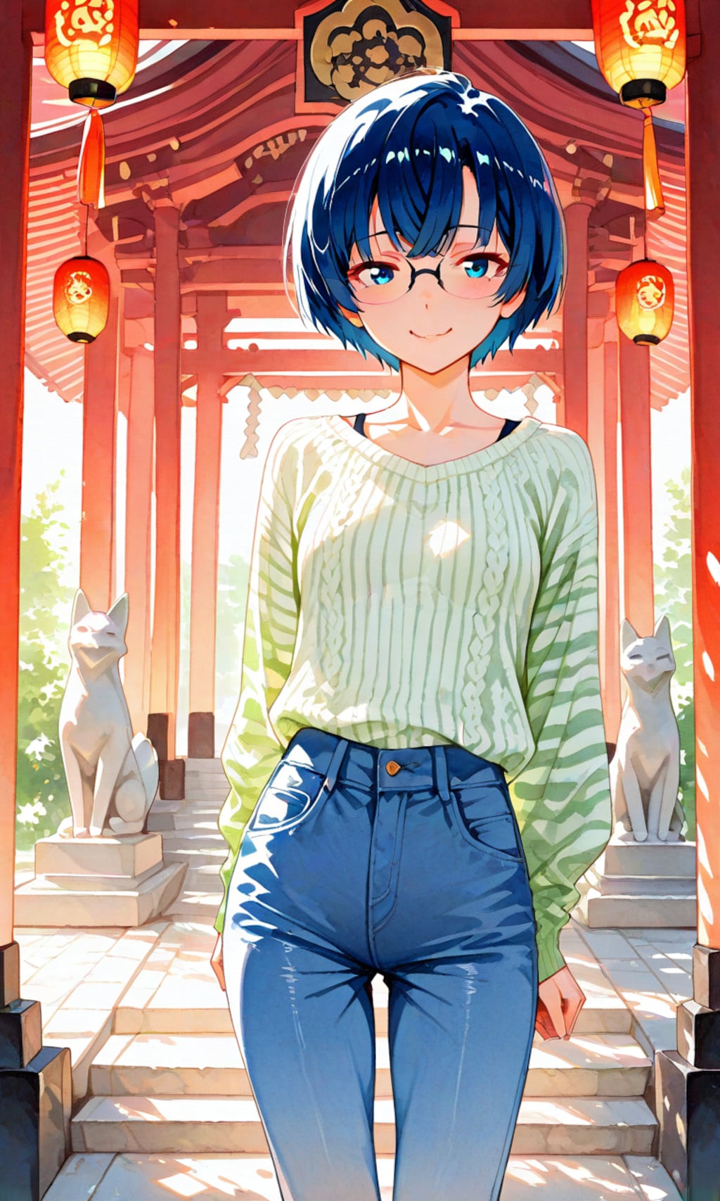 神社に来ました柑菜ちゃん