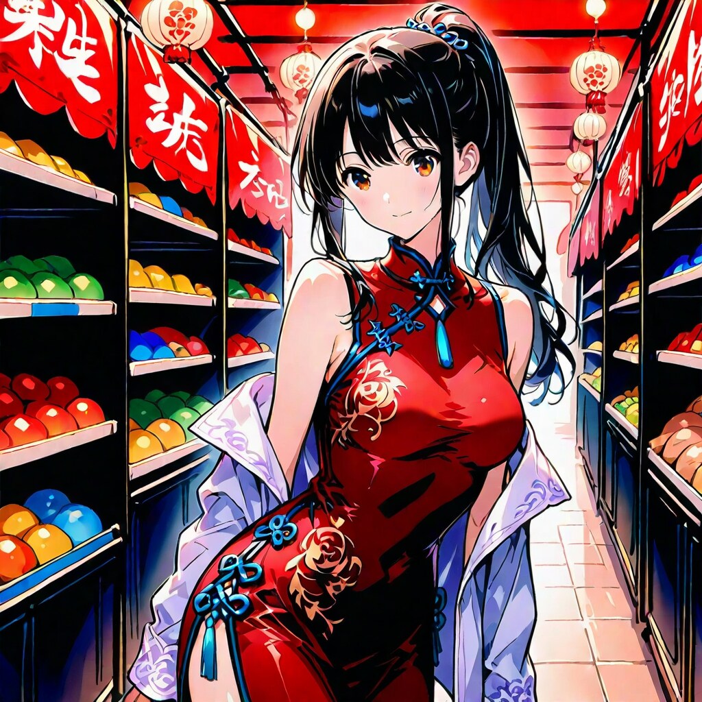 中華風の市場 | の人気AIイラスト・グラビア