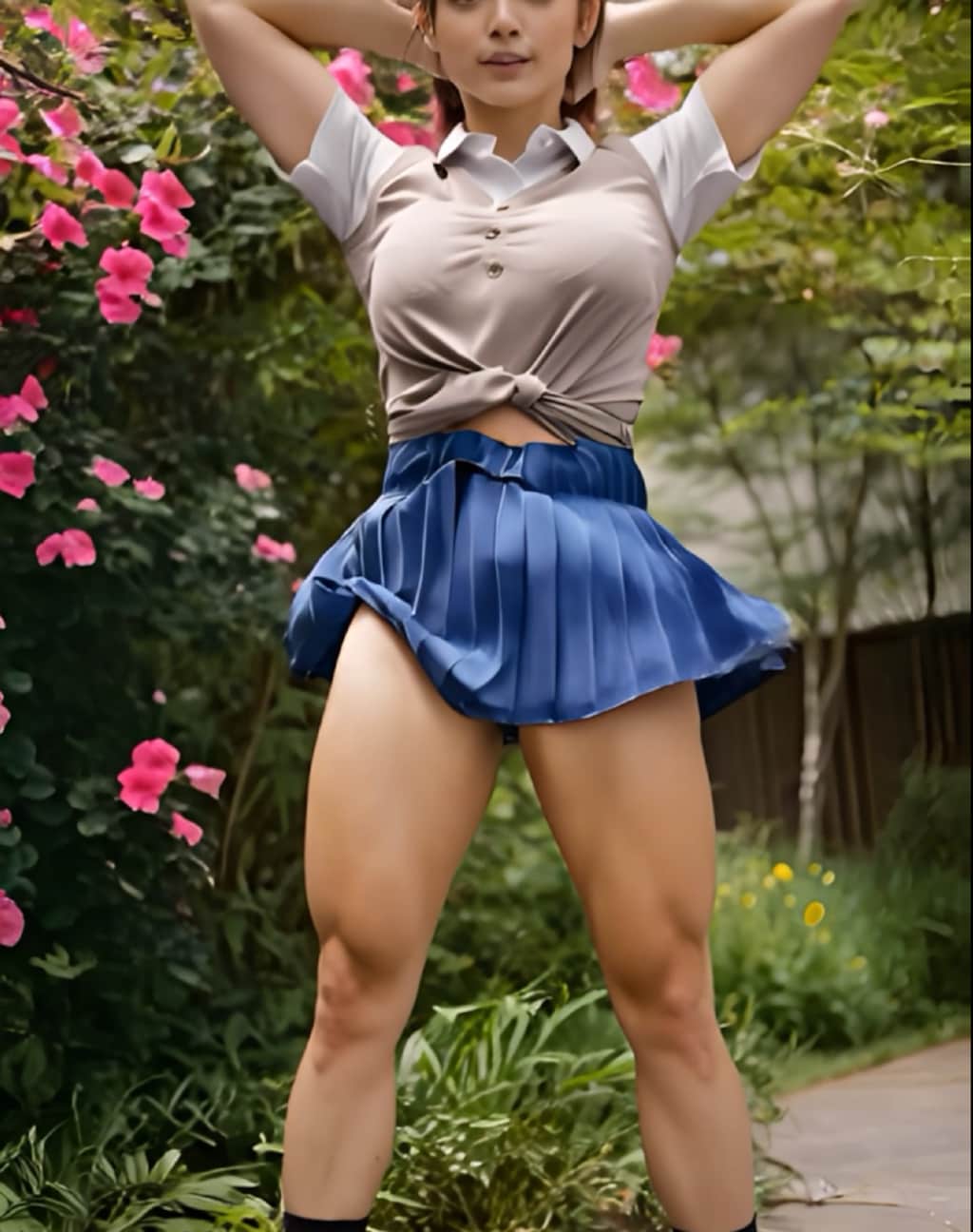 超ミニスカパンチラ撮影を強要されるJKアイドルAI生成動画