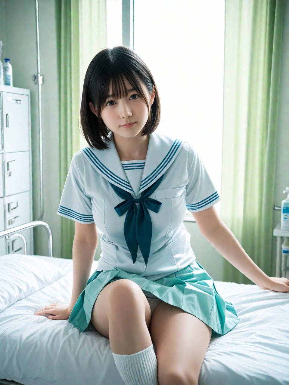 ライトブルーのセーラー服