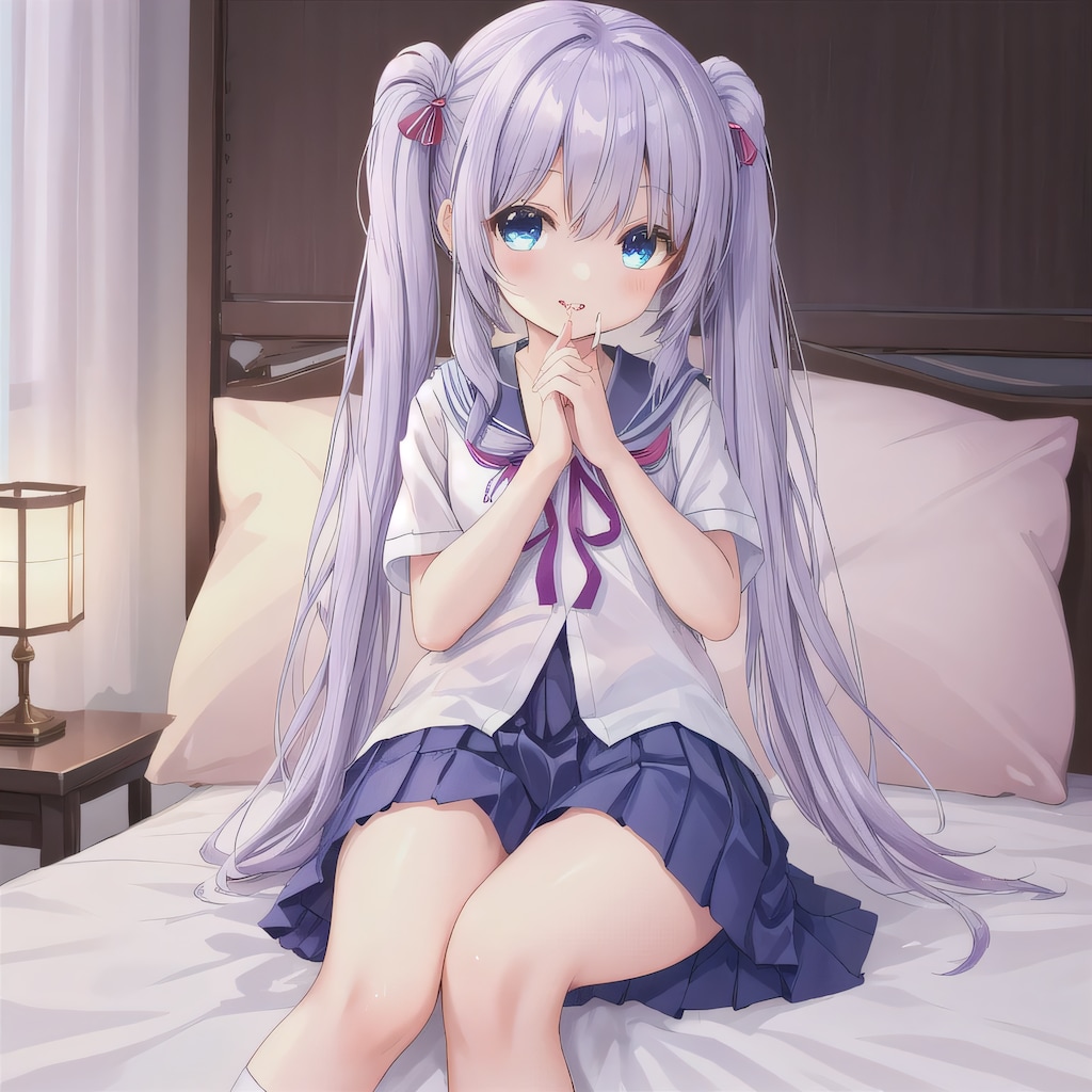 紫髪ロングで寝室の少女７