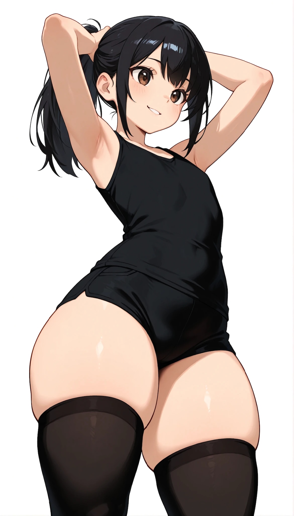 太腿に特徴のあるポニーテールの女の子